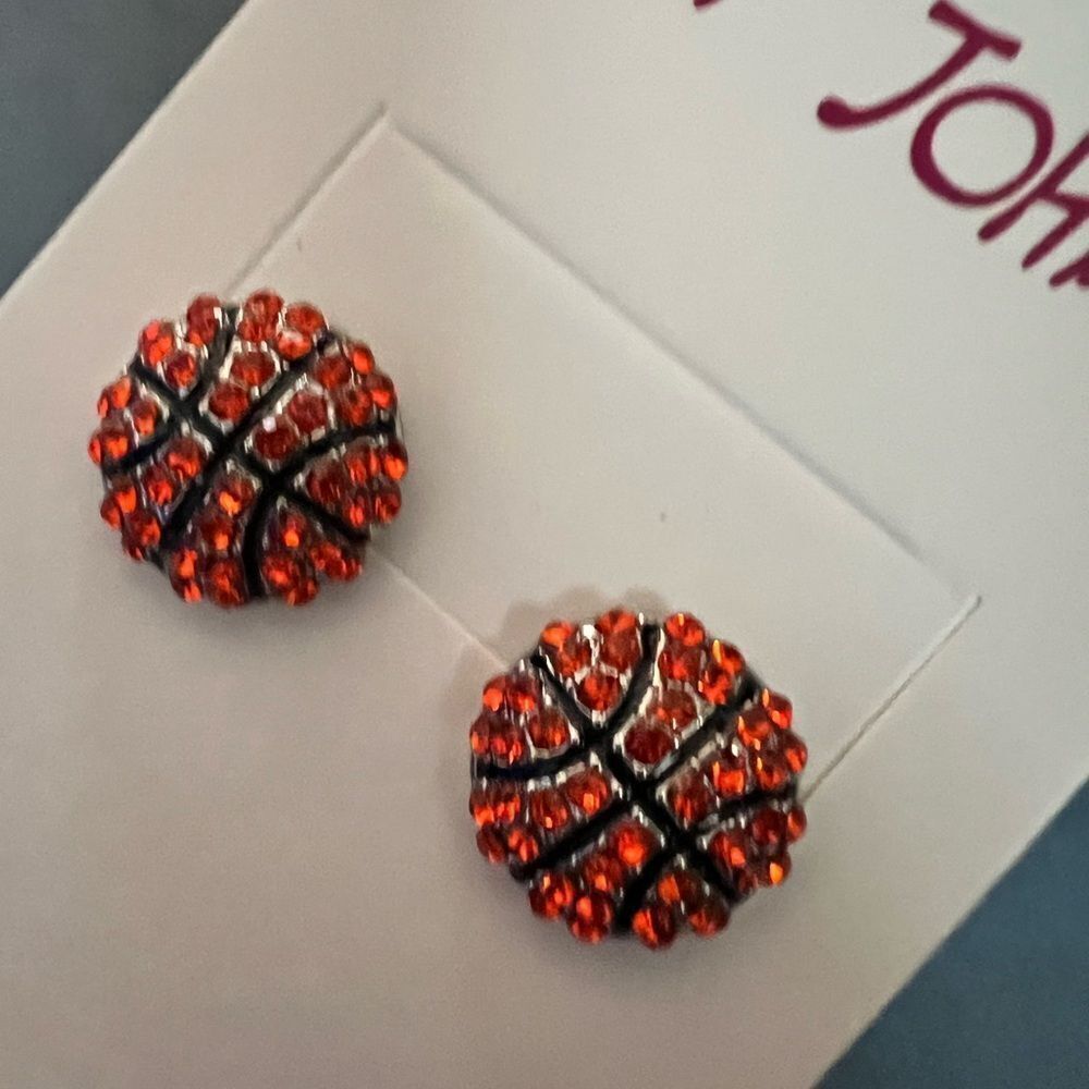 🏀 Betsey Johnson Basketball Rhinestone Earrings 🏀 - Picture 4 of 9